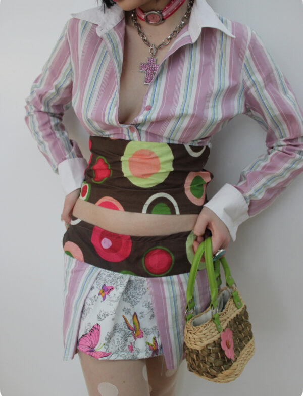 Miss pink mini skirt set